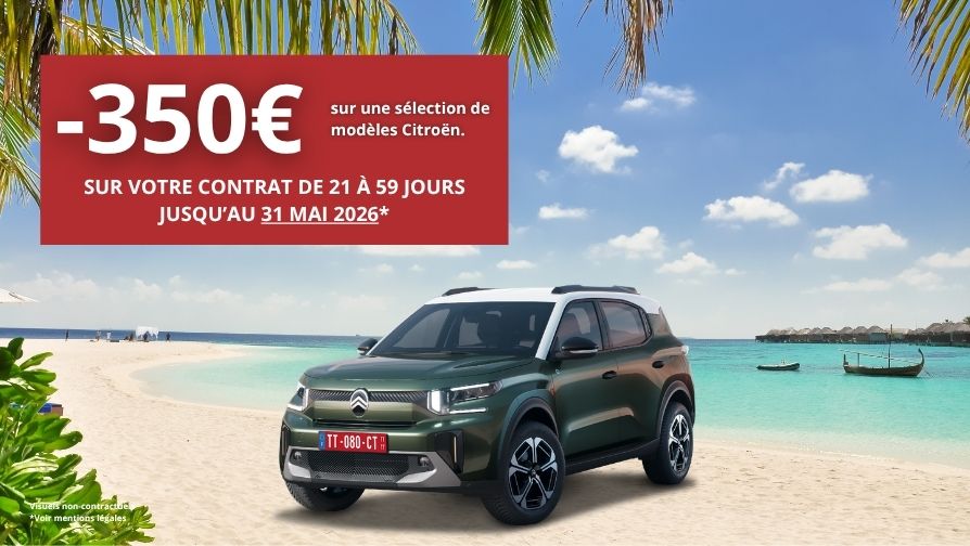 Remises exceptionnelles pour une réservation de 21 à 59 jours.